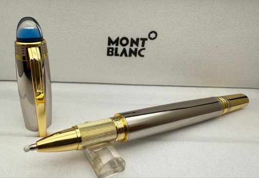 Montblanc pen grey and golden colour roller pen